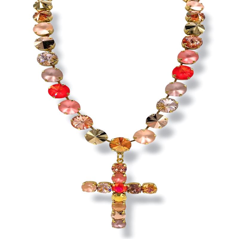TOVA Donatella Candy Glow Cross Necklace