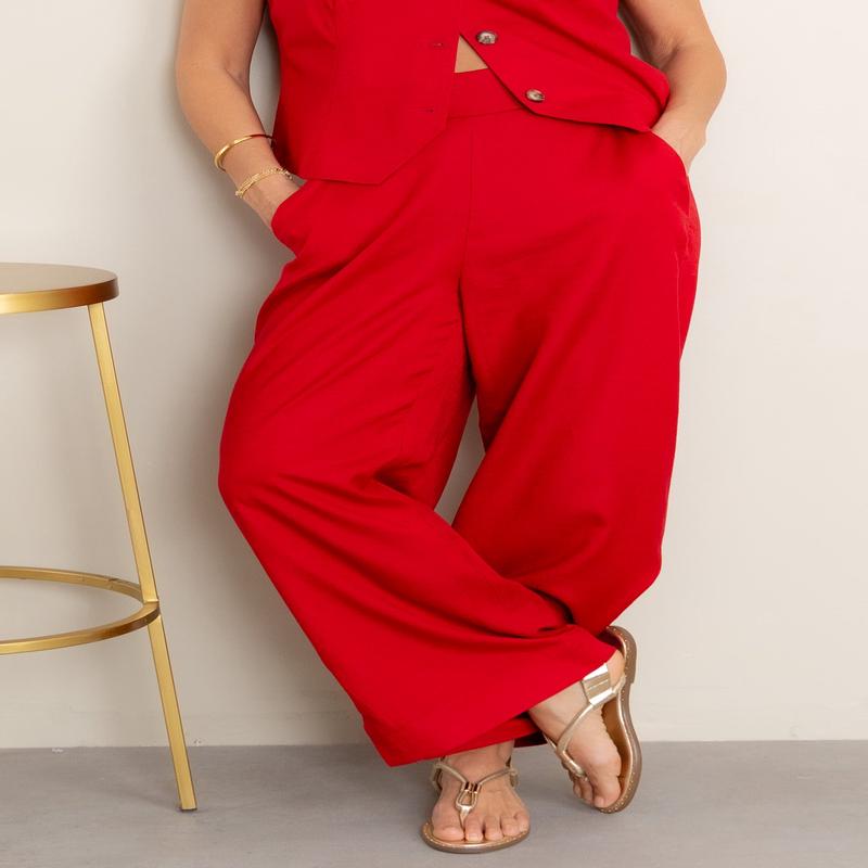 Tribal Cherry Pull On Linen Ankle Pant *Final Sale*