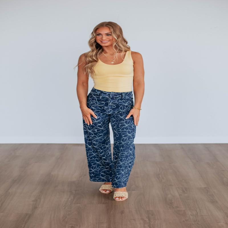 Alysia Floral Denim Pants