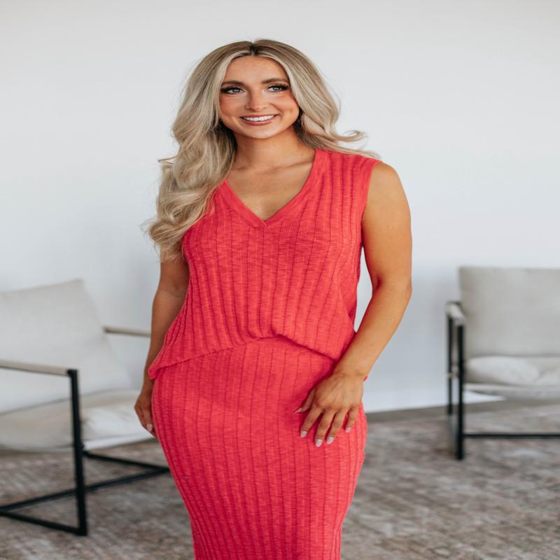 Andri Knit Top - Deep Coral