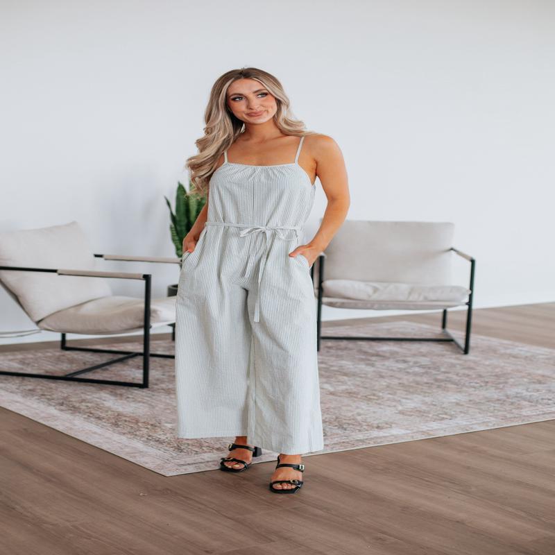 Brielle Striped Jumpsuit - Ecru
