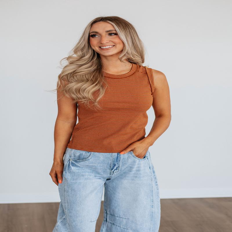 Harlea Striped Tank - Camel Mix