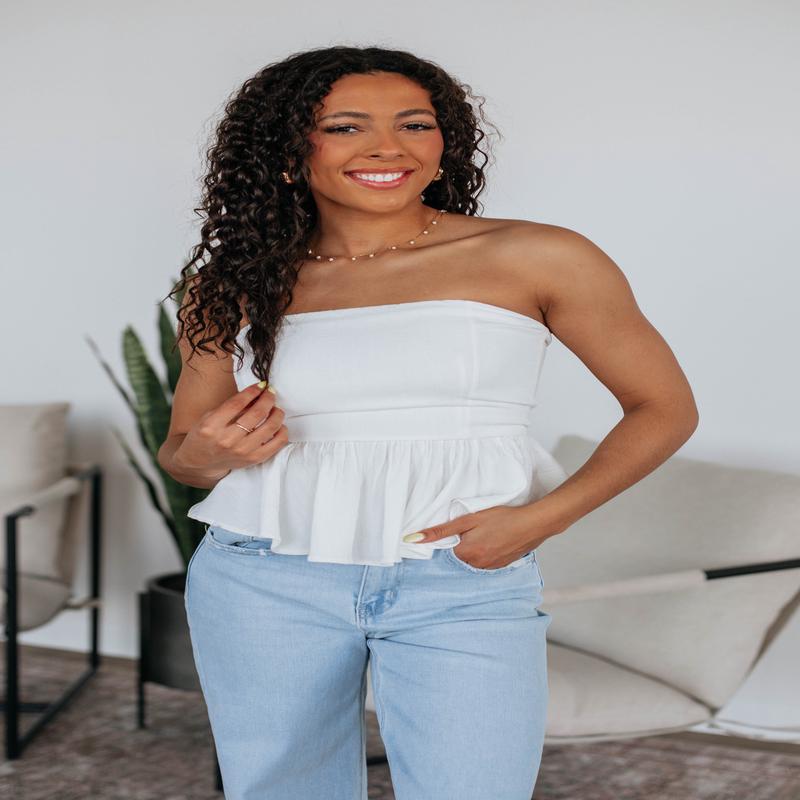 Amiah Peplum Top - Ivory