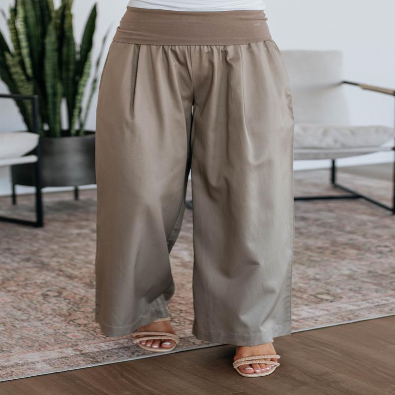 Haylo Wide Leg Pants - Mushroom