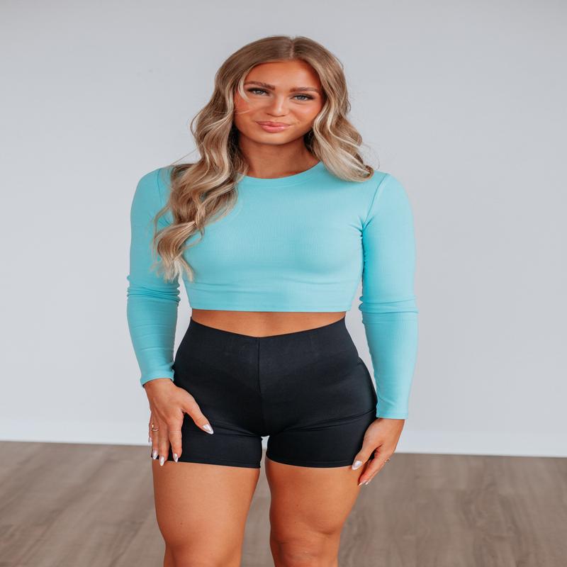 Mazure Ribbed Top - Sky Blue