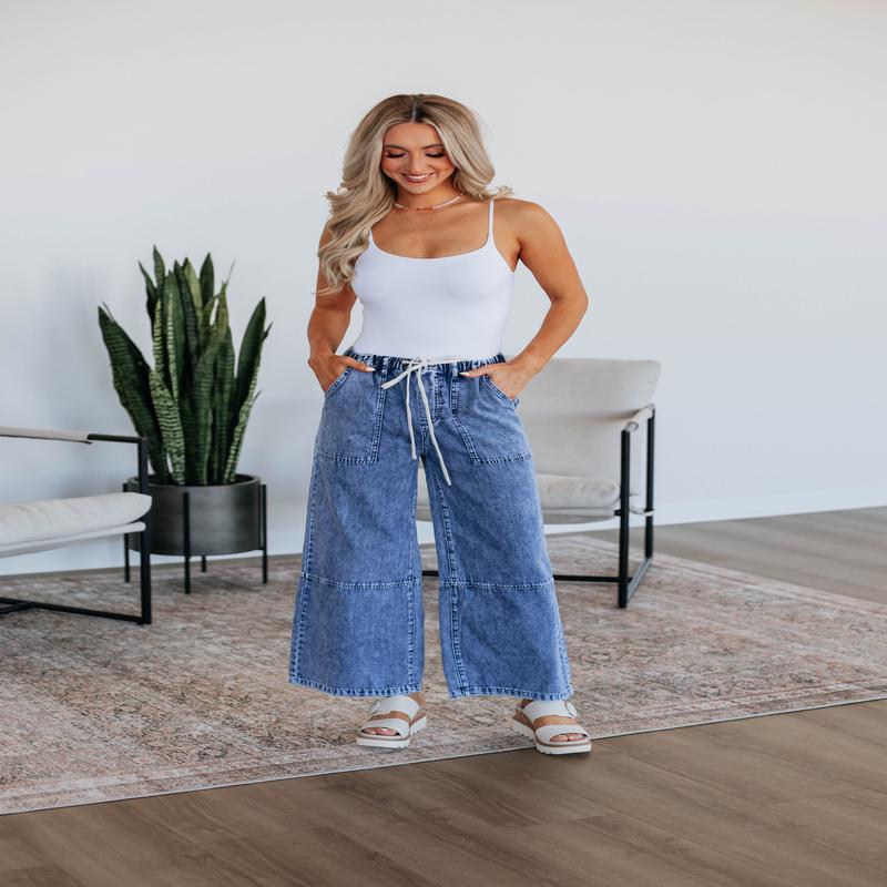 Twila Wide Leg Pants - Medium Wash