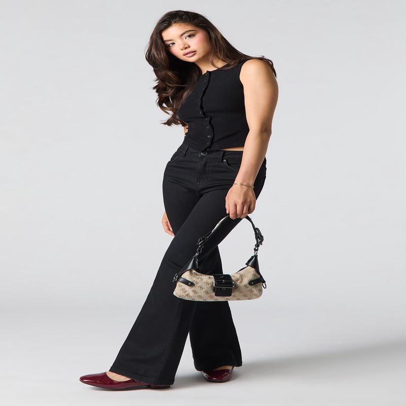 Black High Rise Flare Jean