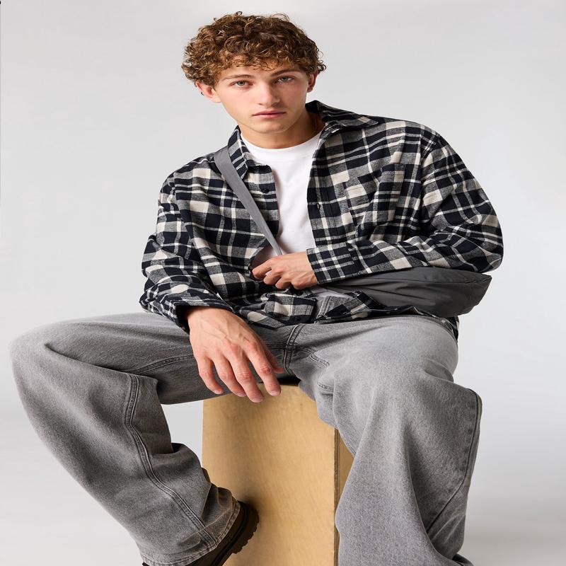 Boxy Flannel Button-Up Top