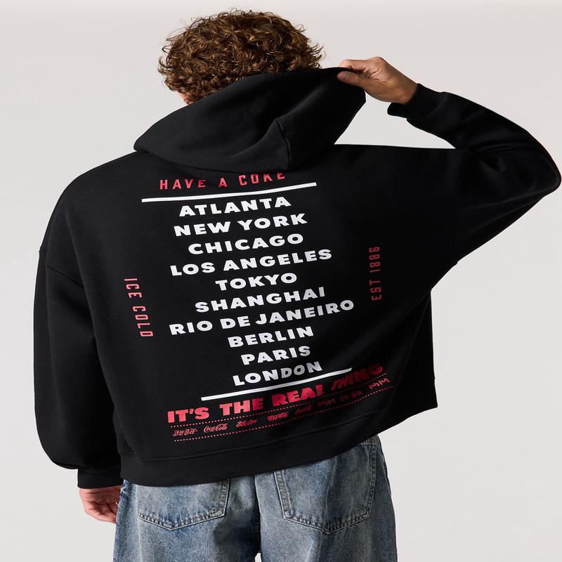 Coca Cola Embroidered Fleece Boxy Hoodie