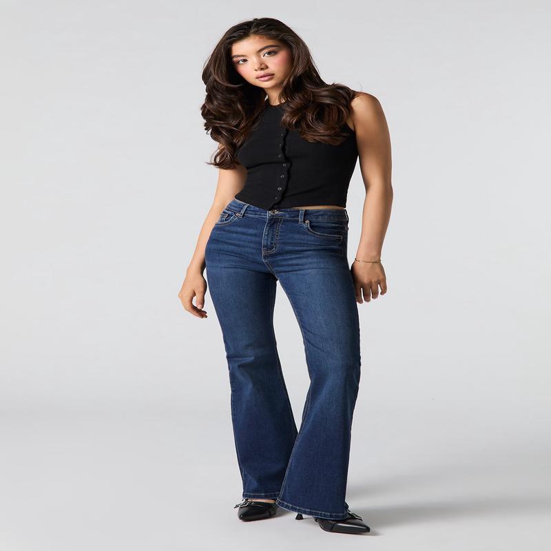 Dark High Rise Flare Jean