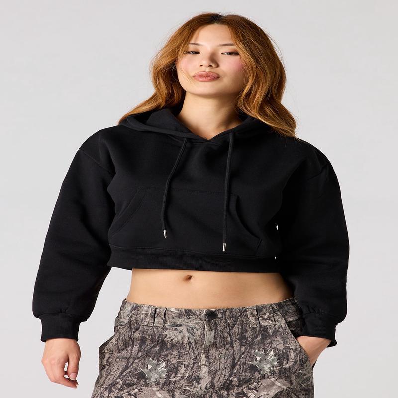Fleece Cropped Hoodie