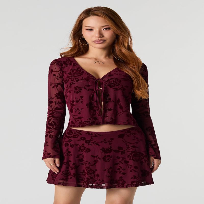 Mesh Floral Mini Skort