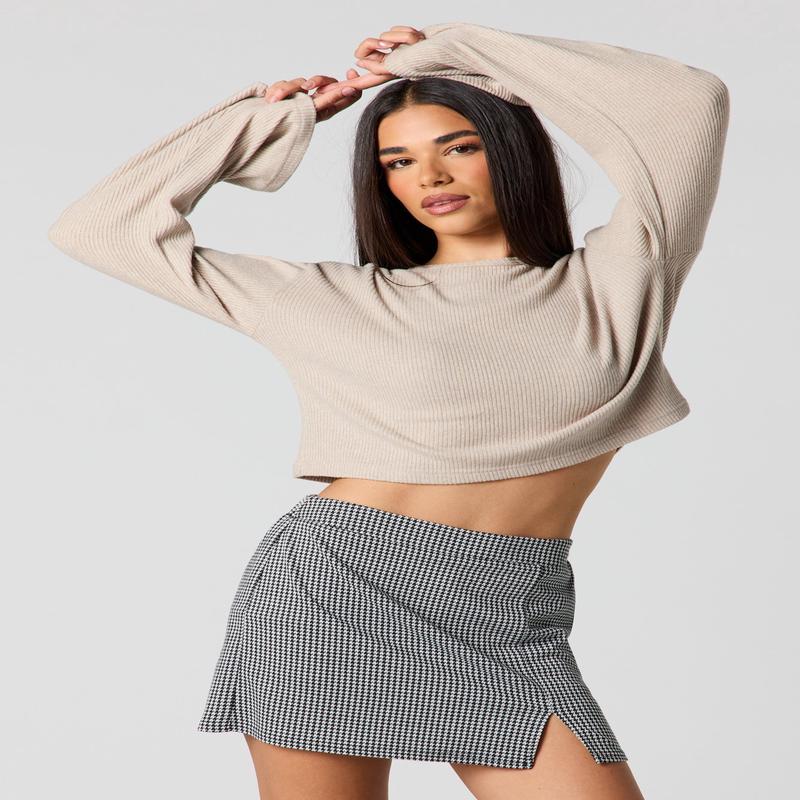 Ribbed Bell Sleeve Sweater