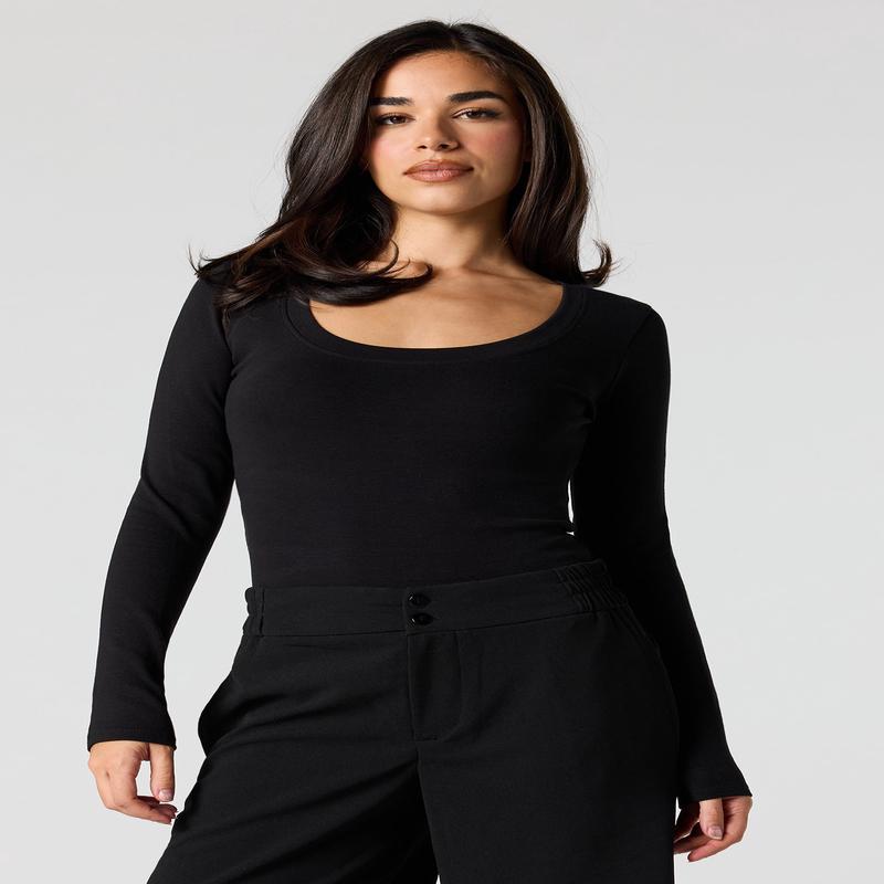 Scoop Neck Long Sleeve Bodysuit