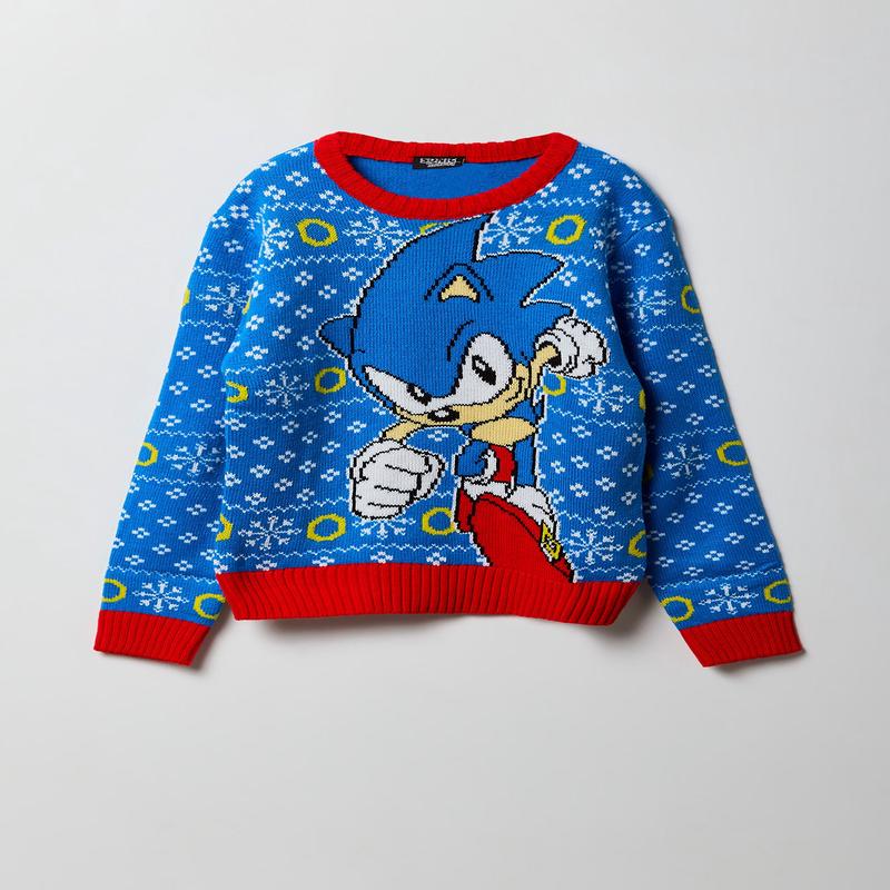 Boys Sonic Jacquard Knit Christmas Sweater