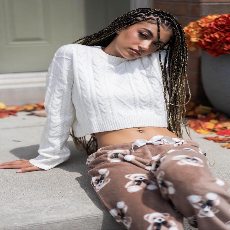 Cable Knit Cropped Boxy Sweater