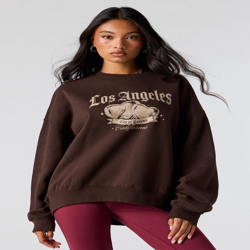 Graphic Fleece Oversized Sweatshirt