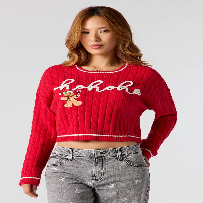Ho Ho Ho Embroidered Christmas Sweater