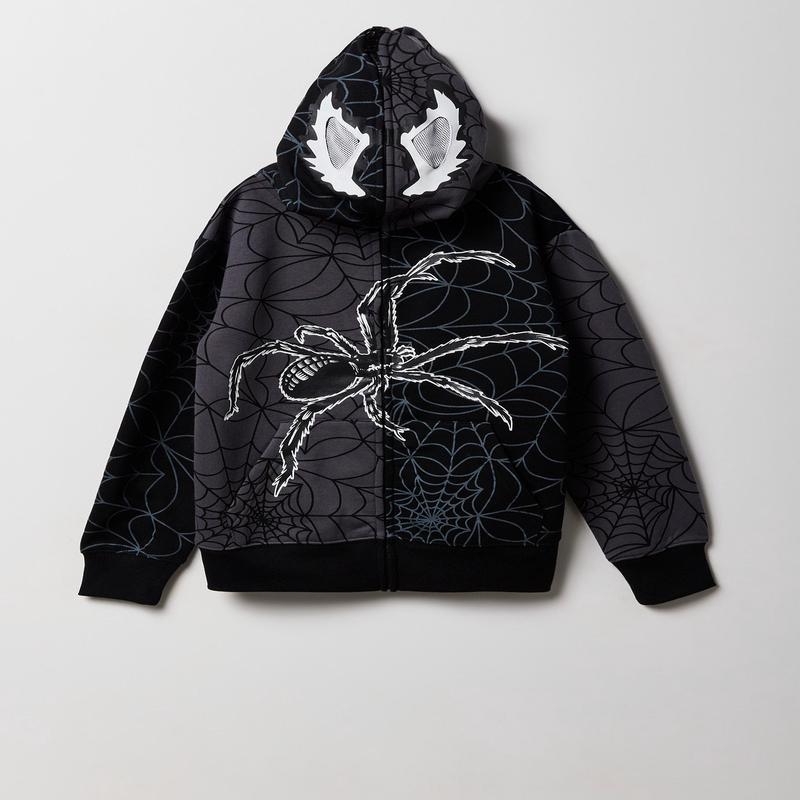 Kids Black Spider Full Zip Peeper Hoodie