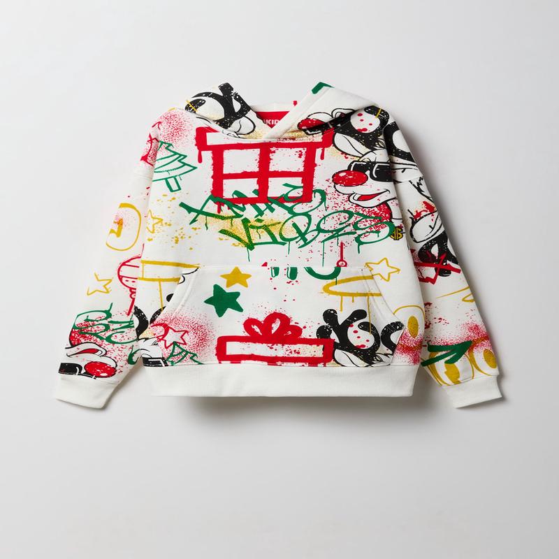 Kids Christmas Printed Fleece Hoodie