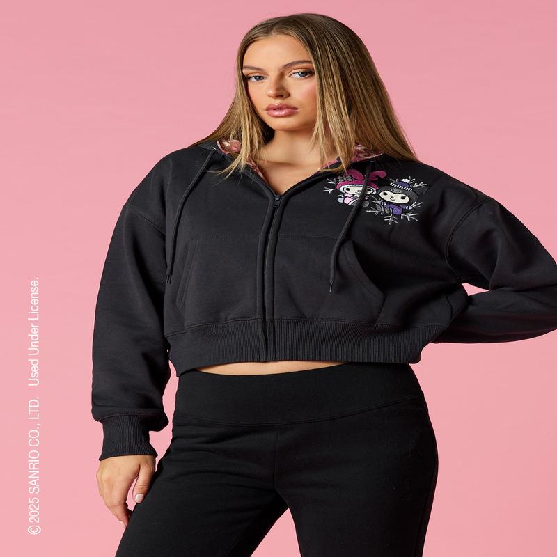 Kuromi & My Melody Holiday Embroidered Zip-Up Hoodie