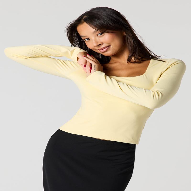 Long Sleeve Scoop Neck Top