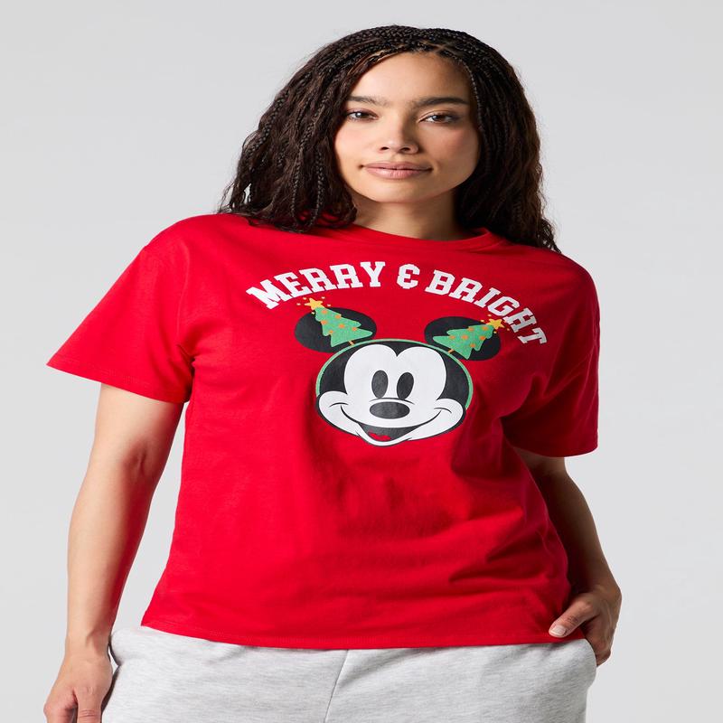 Mickey Christmas Graphic Boyfriend T-Shirt