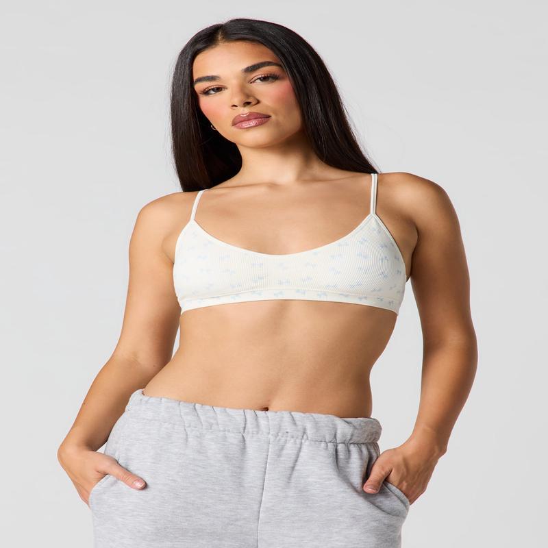 Seamless Ribbed Bralette with Built-In Cups