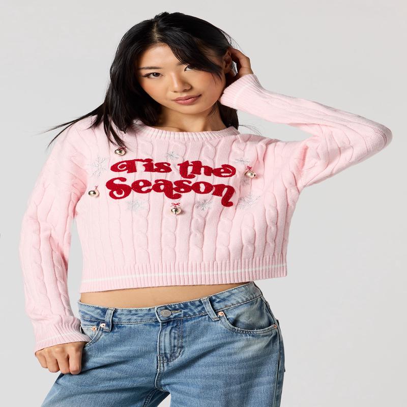 Tis the Season Cable Knit Christmas Sweater
