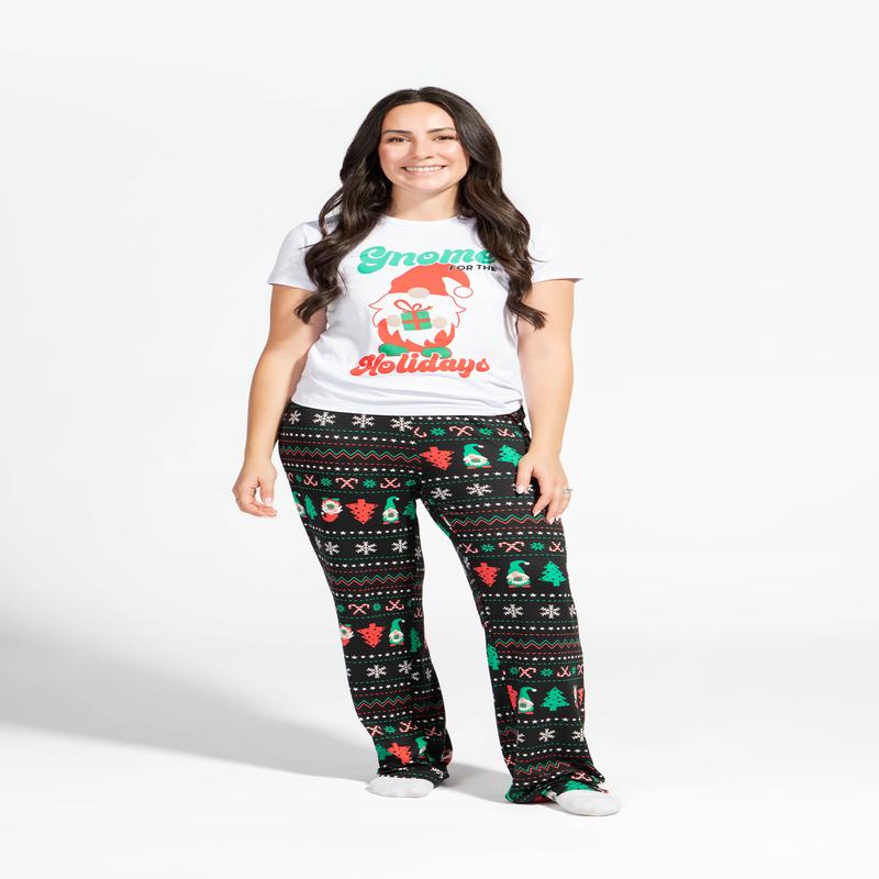 Womens Fammy Jammies Gnome for the Holidays Pajama Set