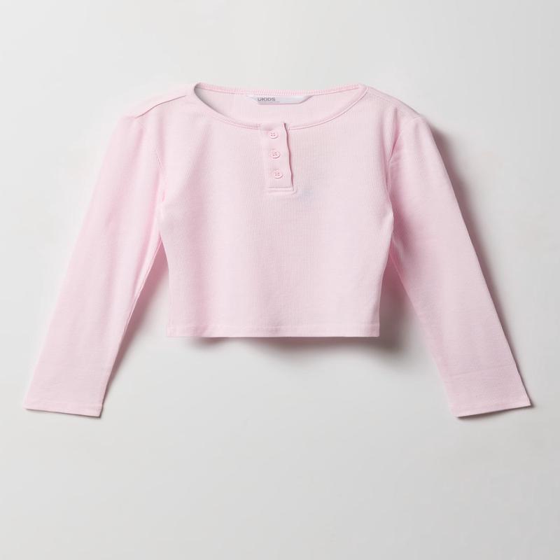 Girls Henley Long Sleeve Top