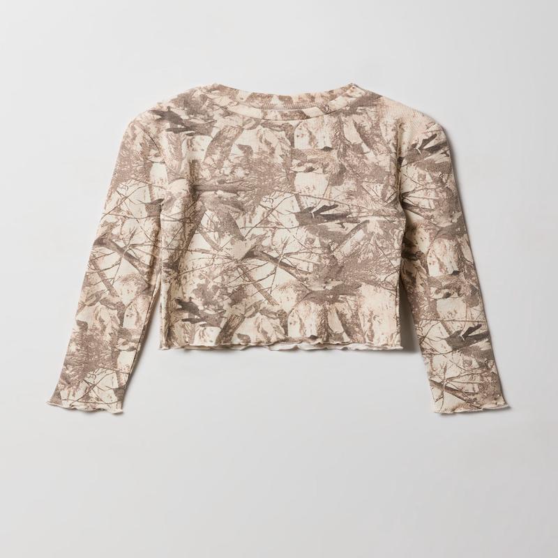 Girls Lettuce Edge Long Sleeve Top