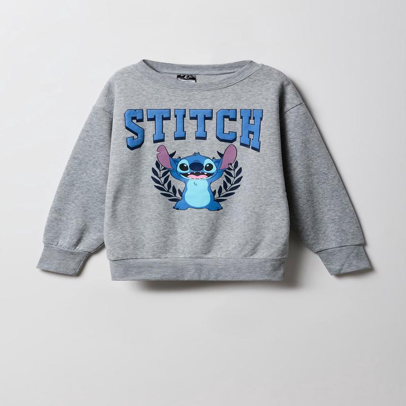 Girls Stitch Puff Print Fleece Sweatshirt