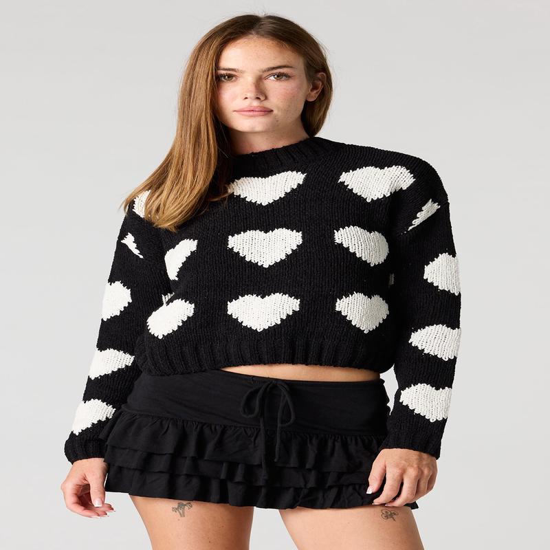 Heart Jacquard Knit Sweater
