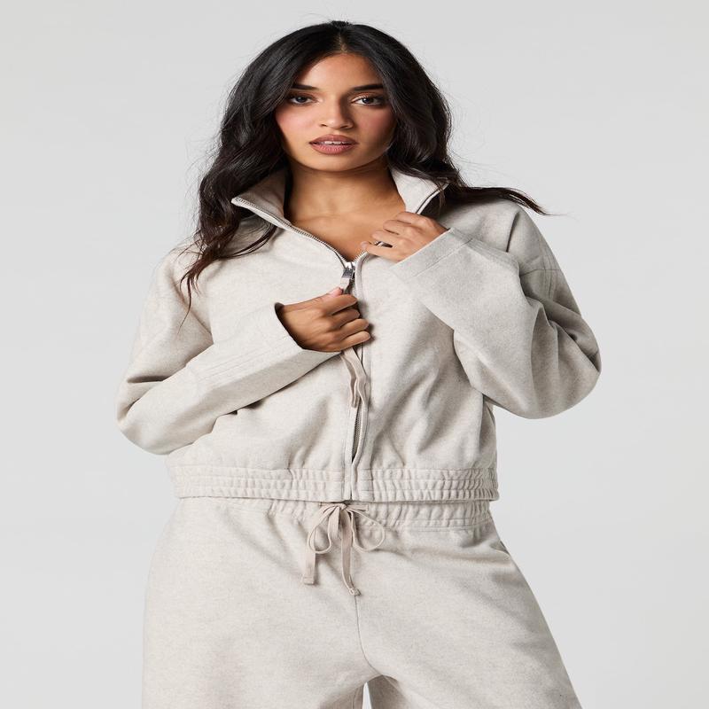 High Neck Zip-Up Jacket