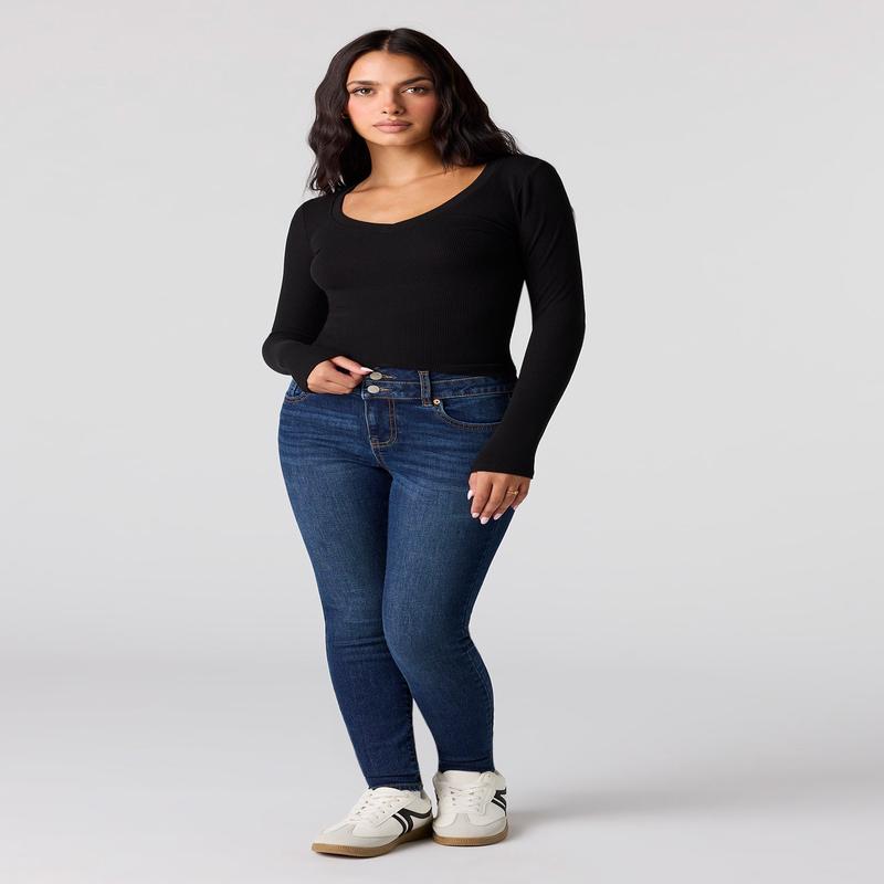 High Rise Push Up Skinny Dark Jean