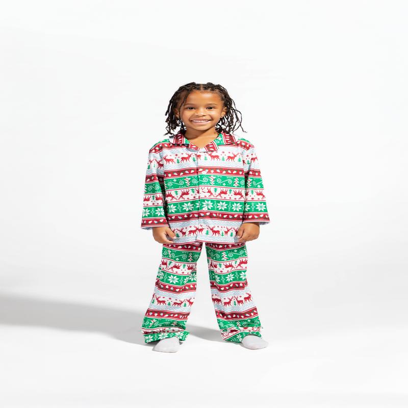 Kids Fammy Jammies Fair Isle Flannel Pajama Set