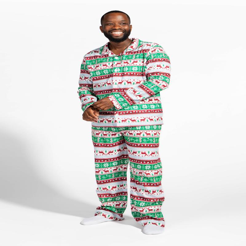 Mens Fammy Jammies Fair Isle Flannel Pajama Set