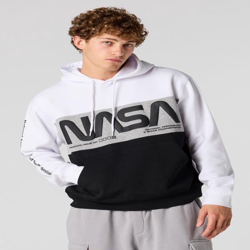 NASA Puff Print Colourblock Hoodie