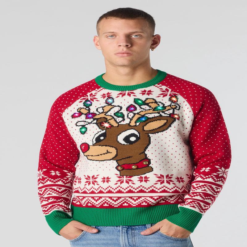Rudolph Jacquard Knit Light-Up Christmas Sweater