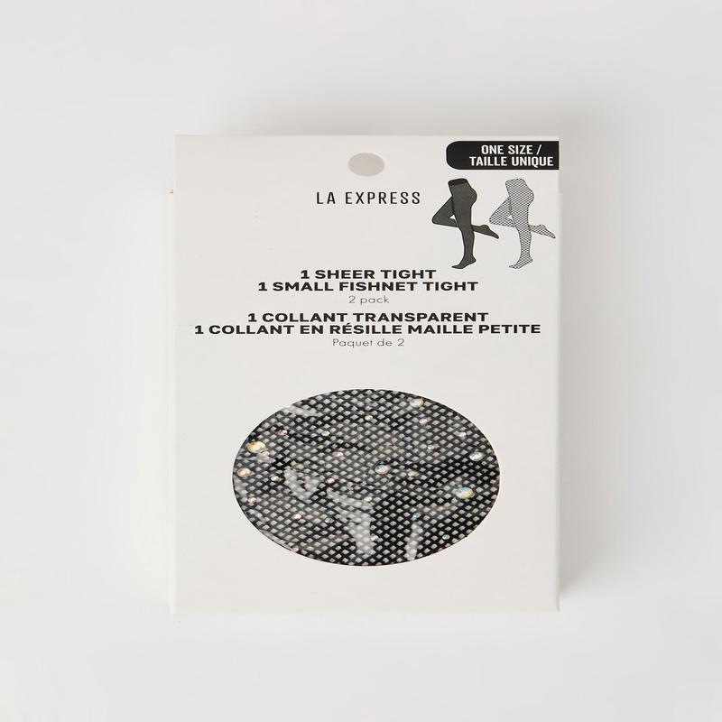 Sheer & Rhinestone Fishnet Tights (2 Pack)