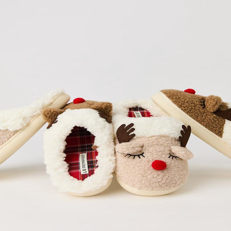 3D Rudolph Christmas Slippers
