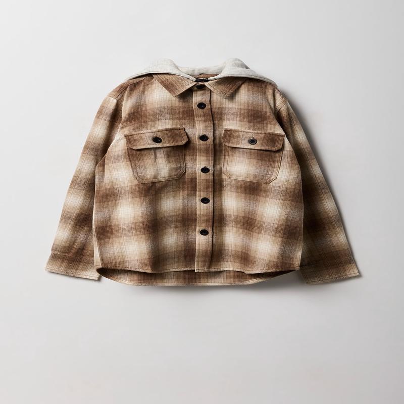 Boys Flannel Hooded Button-Up Top