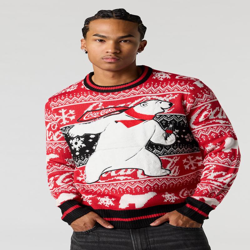 Coca Cola Chenille Embroidered Christmas Sweater