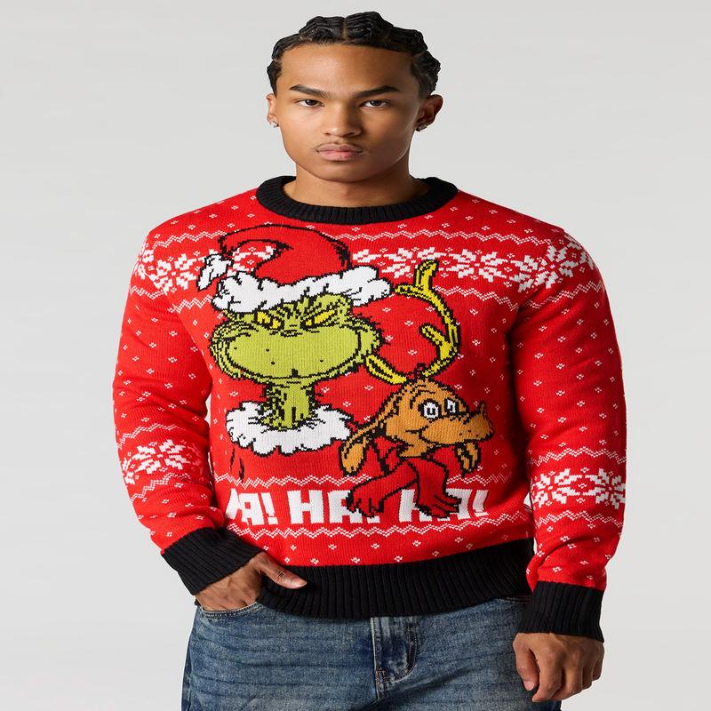 Grinch & Max Jacquard Knit Christmas Sweater