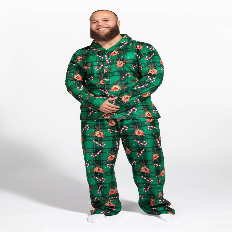 Mens Fammy Jammies Rudolph Flannel Pajama Set