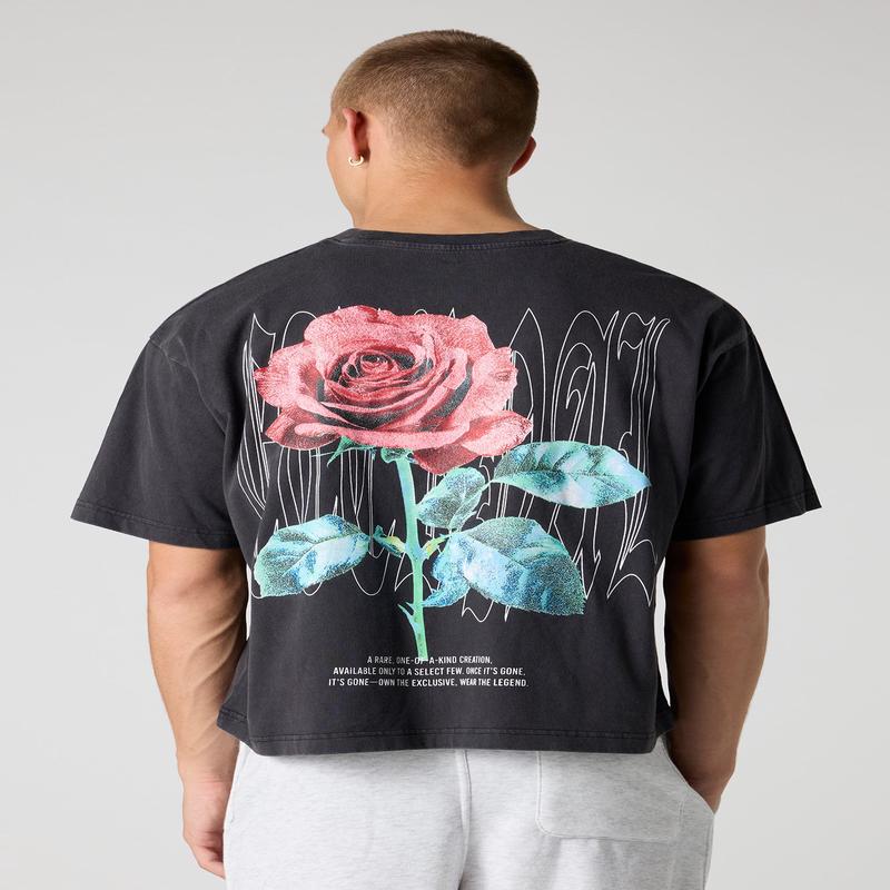 Rose Graphic Washed Boxy T-Shirt