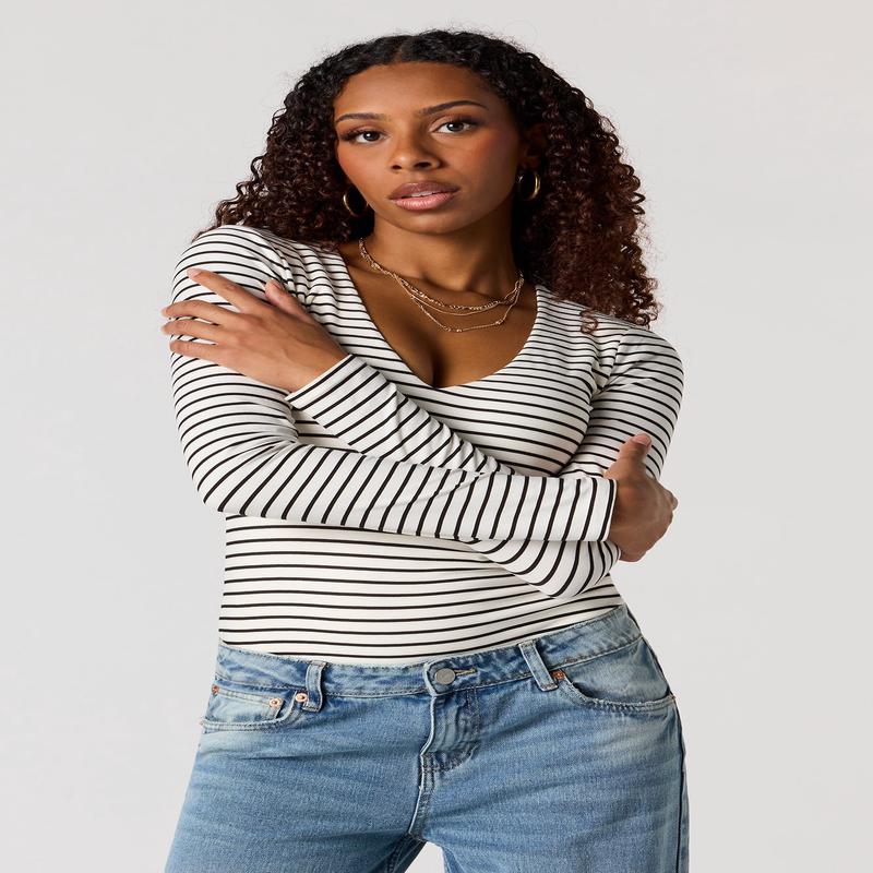 V-Neckline Long Sleeve Bodysuit