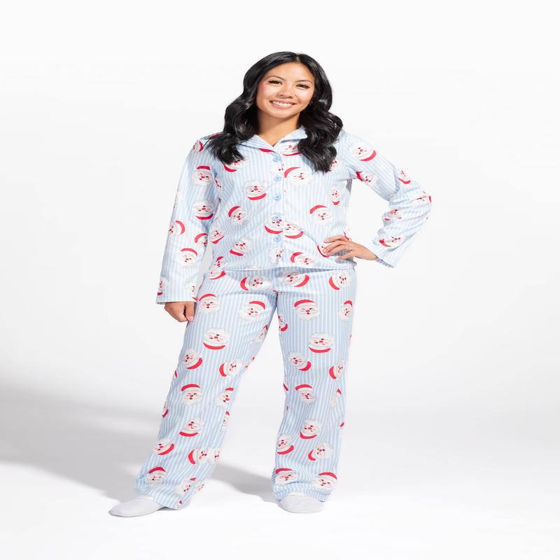 Womens Fammy Jammies Santa Flannel Pajama Set