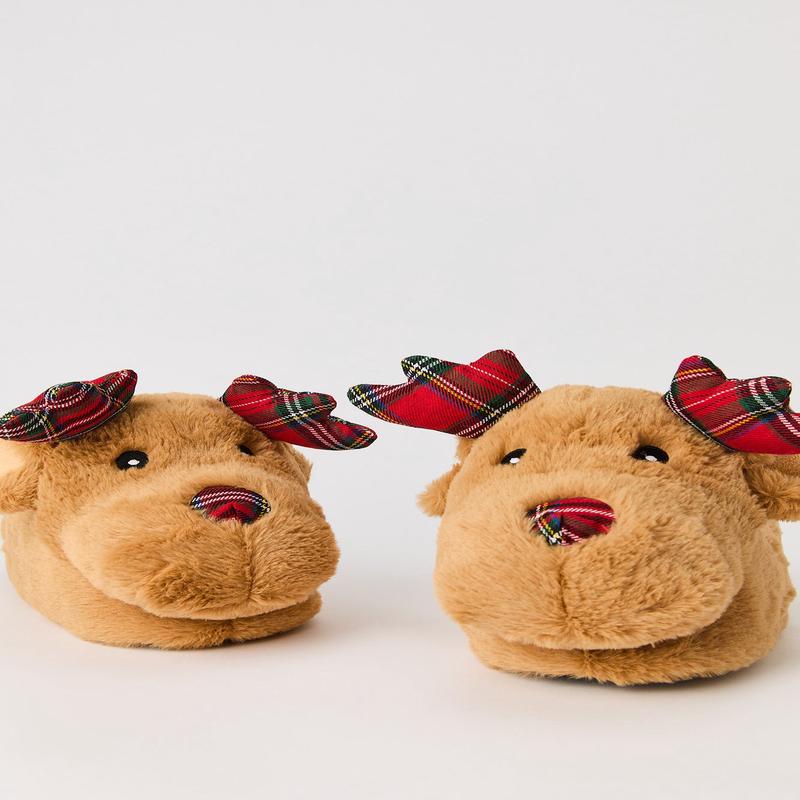 3D Reindeer Christmas Slippers
